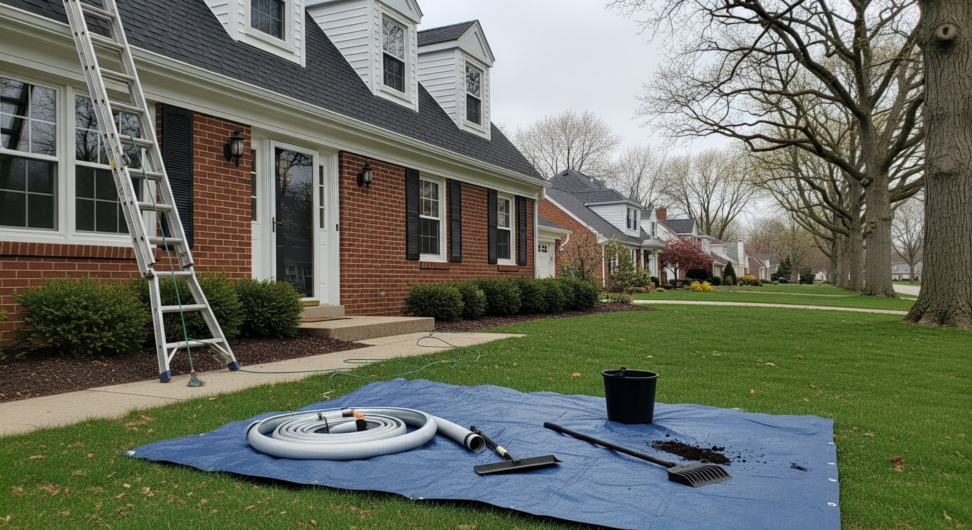 Professional gutter installation on residential home