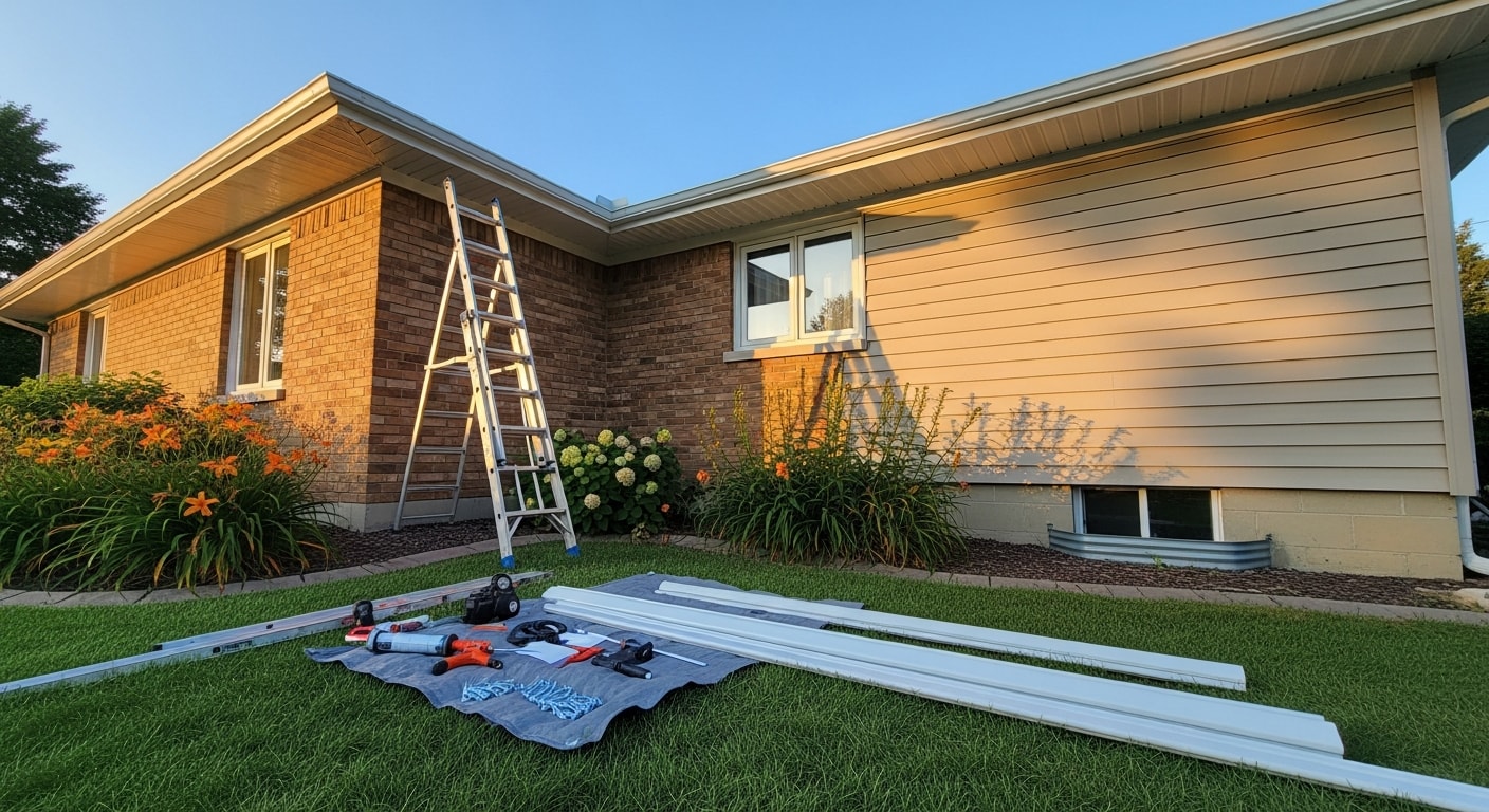 Soffit and trim installation on home exterior