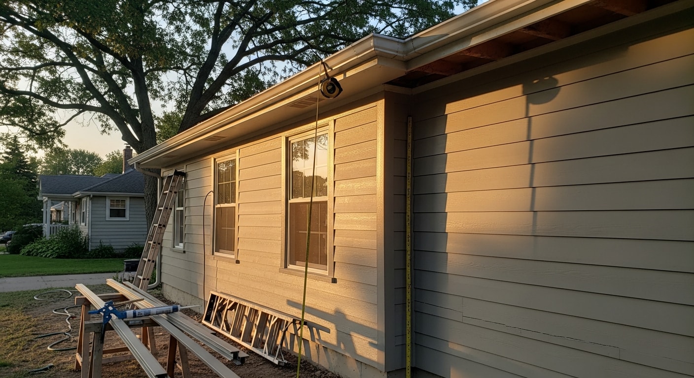 Vinyl siding installation on residential exterior