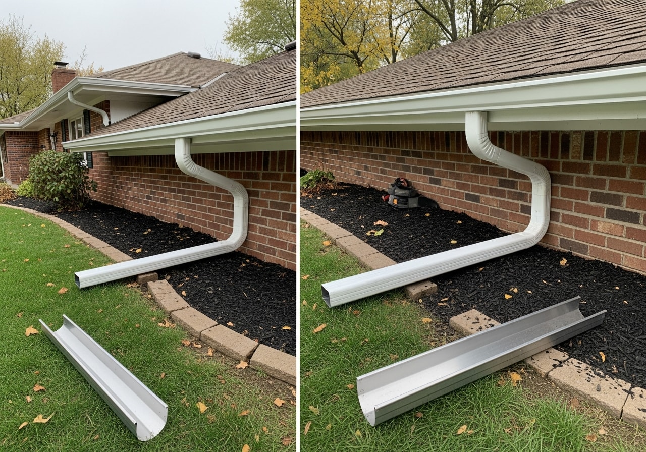 New 5-inch K-style aluminum gutters installed on residential home in Warren, Michigan
