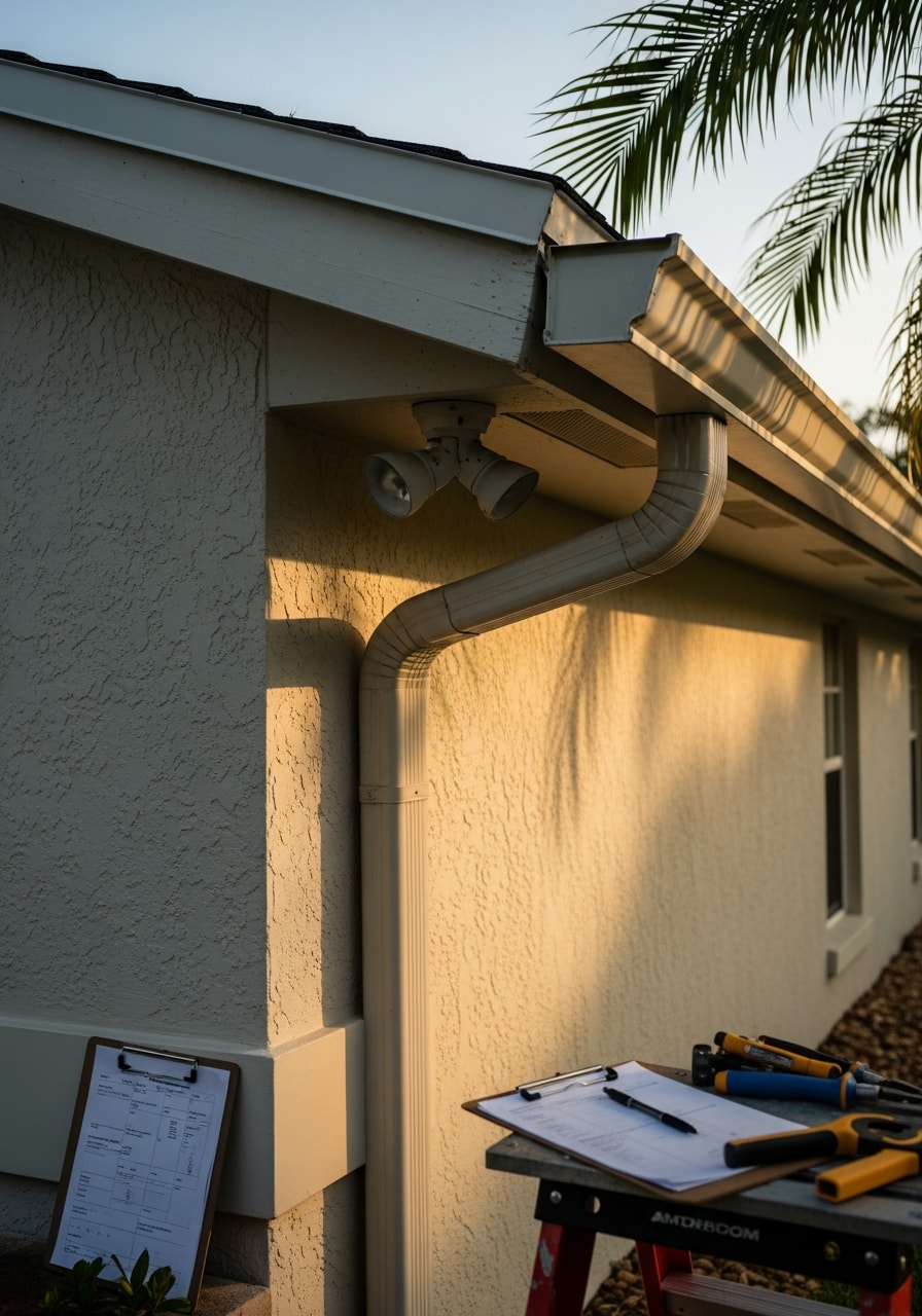 Licensed technician in Fort Myers heat checking property systems with clipboard and diagnostic tools.