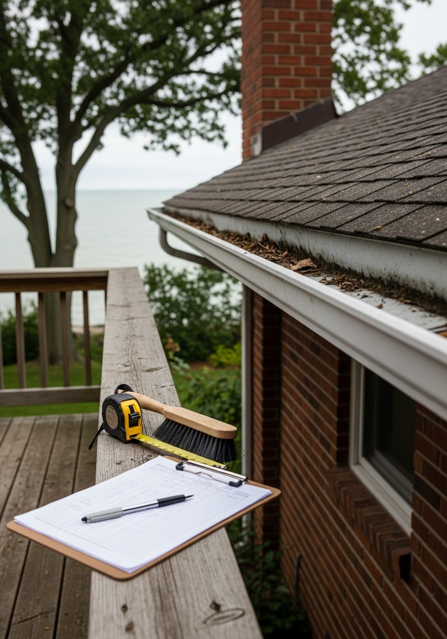 Licensed technician in Saint Clair Shores setting with inspection equipment near lakefront property.