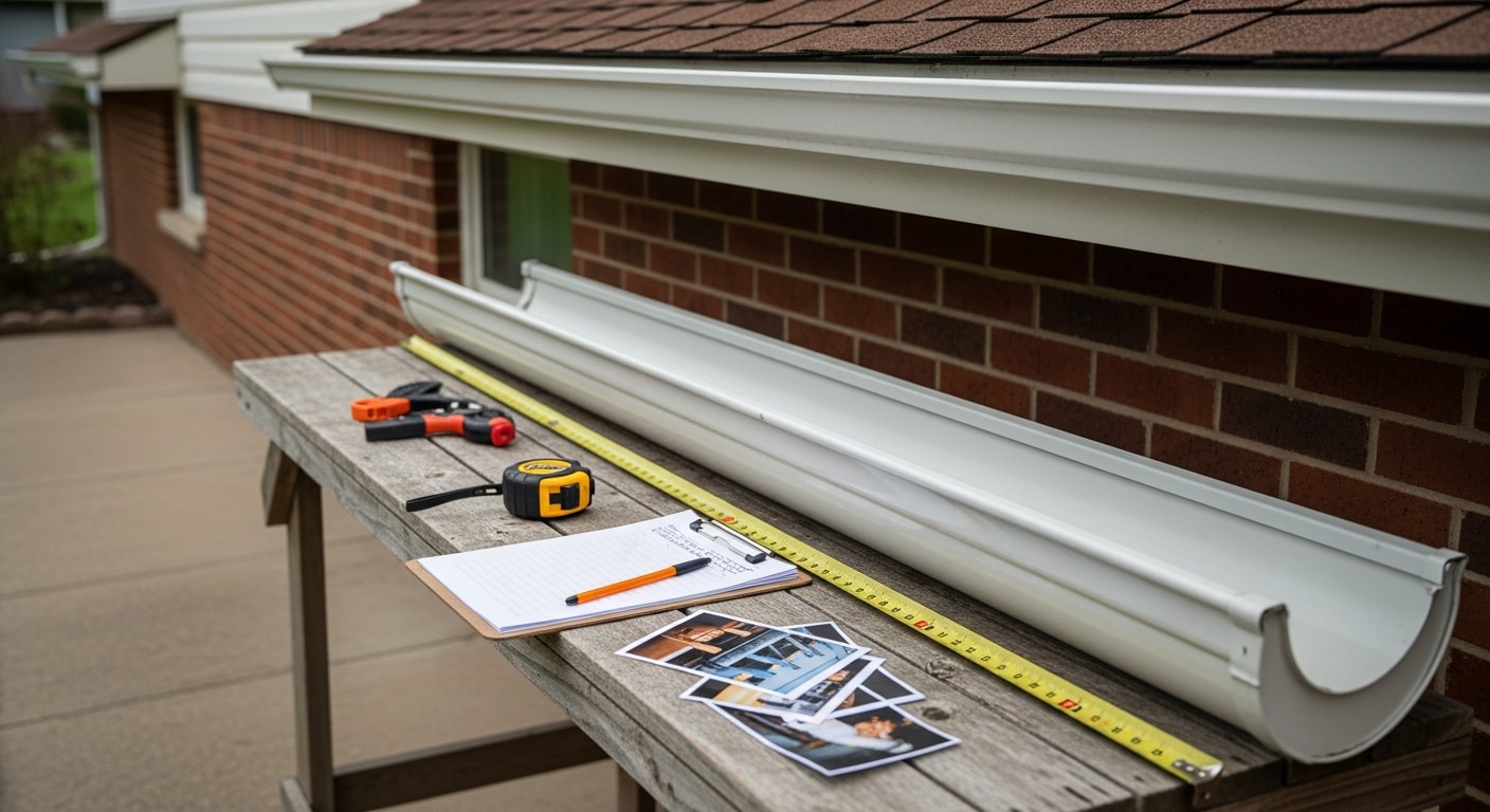 A Chosen Home Improvement consultant reviewing the interior of a mid-century brick ranch home in Warren, MI with a homeowner. The consultant points to areas of the living space being discussed during a home improvement planning walkthrough.